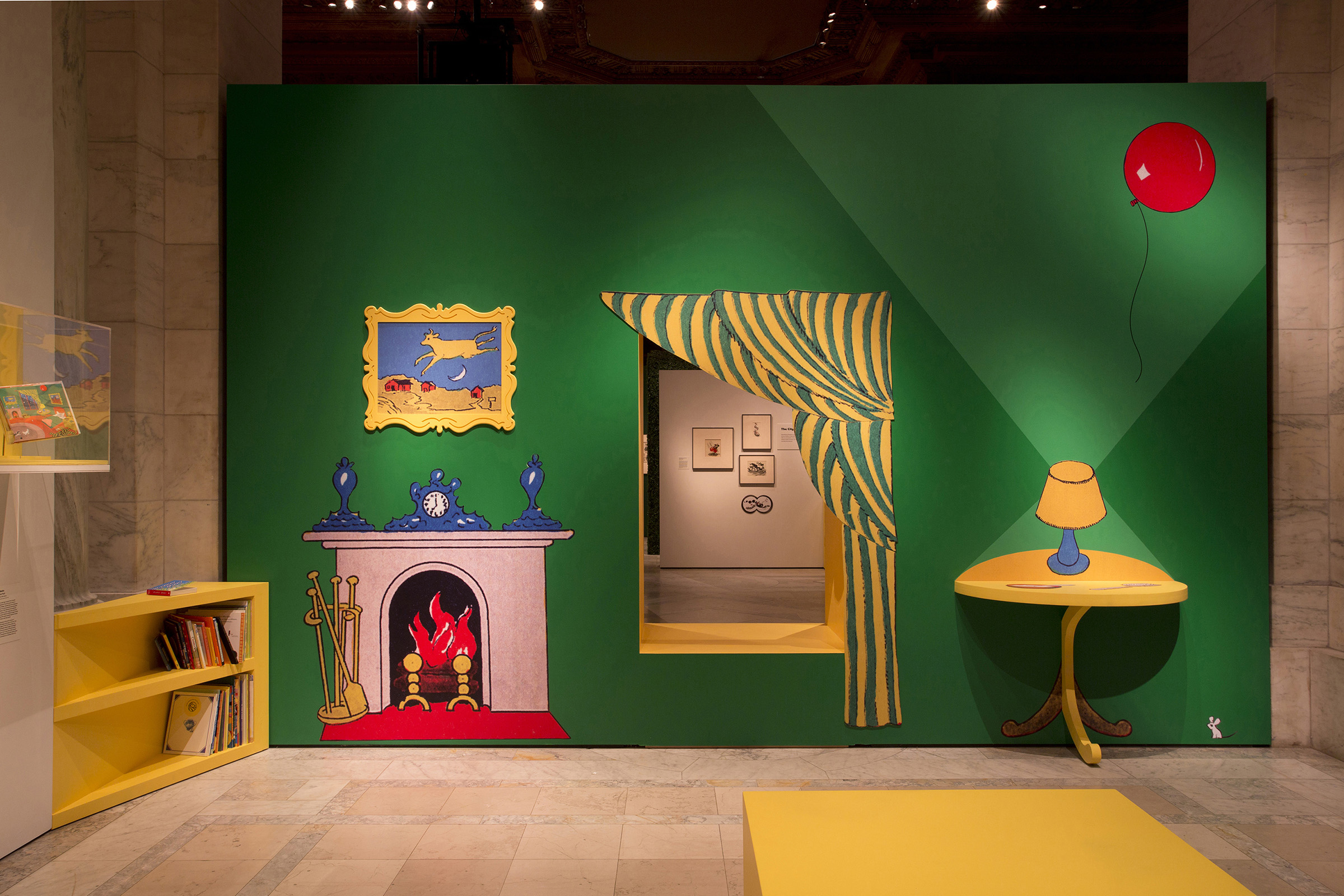 ABC of It. The Goodnight Moon room became a reading space. Visitors could take books from the shelf, sit on the window stool or low benches, and read.